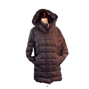 NWT Jason Wu Parka Jacket Attached Hood Zip & Snap Close Floral Lining Navy S